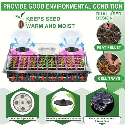 💎50% RABATT! 💎 Groningsbrickor med odlingsljus – Fuktighetskontroll, transparent och fullspektrumljus 🌱💡