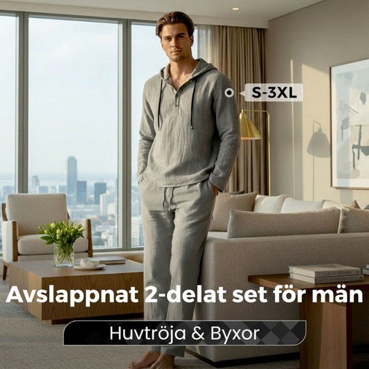 Herrhuvtröja och byxor i ledig passform – 2-delat set