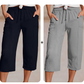 👖 50% RABATT NU!🌿 Dam Plisserade Croppade Byxor – Linne-Bomull Vid Ben & Andningsbar – Sommar Casual Essential 🍃