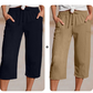 👖 50% RABATT NU!🌿 Dam Plisserade Croppade Byxor – Linne-Bomull Vid Ben & Andningsbar – Sommar Casual Essential 🍃