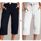 👖 50% RABATT NU!🌿 Dam Plisserade Croppade Byxor – Linne-Bomull Vid Ben & Andningsbar – Sommar Casual Essential 🍃