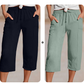 👖 50% RABATT NU!🌿 Dam Plisserade Croppade Byxor – Linne-Bomull Vid Ben & Andningsbar – Sommar Casual Essential 🍃