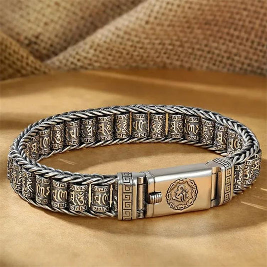 ⏳Begränsad tid 50 % Rabatt⏰Tibetansk Bönhjulsarmband – 925 Sterlingsilver, Lyckoamulett & Valentindagsgåva⛓️