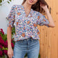 👚 50% RABATT NU! 🌺 Kvinnors Blommig V-ringad Puffärm Blus – Romantiska Puffärmar, Konstnärligt Blommönster & Mångsidig Stil För En Elegant Look ✨