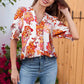 👚 50% RABATT NU! 🌺 Kvinnors Blommig V-ringad Puffärm Blus – Romantiska Puffärmar, Konstnärligt Blommönster & Mångsidig Stil För En Elegant Look ✨