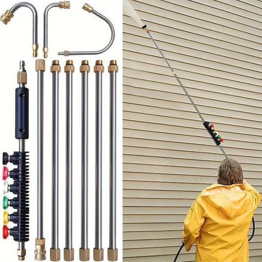 🏡 【PROFFS-TVÄTT】✈Fri frakt🚀4000 PSI Teleskopisk Högtrycksstav ✨ 3-i-1 Rengöring för Hela Huset – Utan Stege!