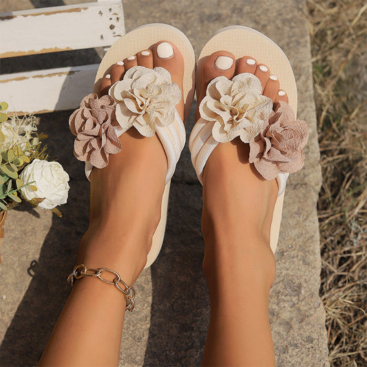 Antislip Strandslippers met Bloemendetails voor Dames
