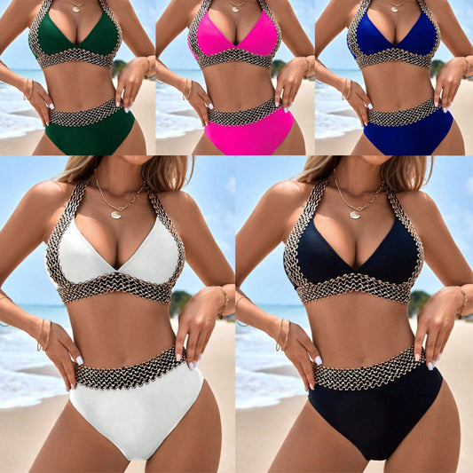 ⏳Beperkte tijd 50% korting💥Dames Halter-Bikiniset met Striksluiting op de Rug – 2-Delig