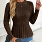 Women's Chunky-Knitted Crew Neck Peplum Sweater