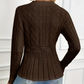 Women's Chunky-Knitted Crew Neck Peplum Sweater