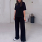 Women's Solid Short-Sleeve Tops ＆ Pants Two-Piece Set