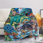 Vibrant Dinosaur Print Flannel Throw Blanket