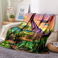 Vibrant Dinosaur Print Flannel Throw Blanket