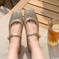 👡✨ 50% RABATT! | Vävda Mary Jane-mules med Fyrkantig Tå – Andningsbar, Bekväm & Trendig!