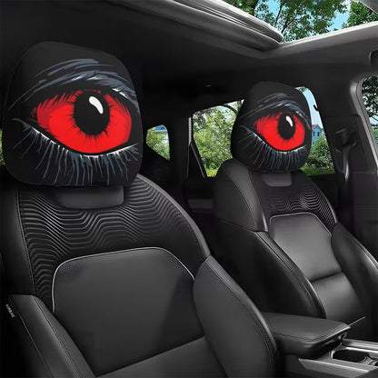 🚗 KÖP 3 FÅ 1 GRATIS! 😈 Läskigt Röda Ögon Bilnackstödsskydd – Skrämmande Design, Mjukt Tyg & Perfekt För Halloween & Bilentusiaster 👁️‍🗨️