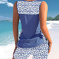🏊‍♀️ 50% RABATT NU! 👙 Kvinnors Tryckt Tvådelad Tankini Baddräkt – Justerbar Rynkade Sidor, Full Täckning & Stilig Korsad Halsringning ✨