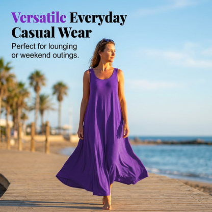 👗 50% RABATT! 🌸 Dam Avslappnad Ärmlös Maxiklänning – Bekväm, luftig & perfekt för sommardagar och strandpromenader ☀️