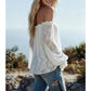 👚 50% RABATT NU!🌸 Dam Bohemisk Off-Axel Spetstopp – Genomskinlig & Flödande – Romantisk Sommarblus ✨