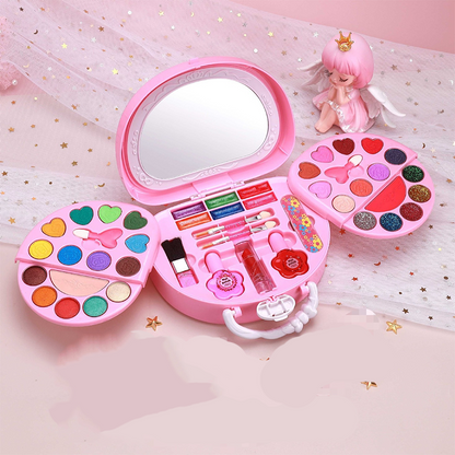 💖👛Tvättbar Sminkleksaksset för Barn med Bärbar Rosa Handväska